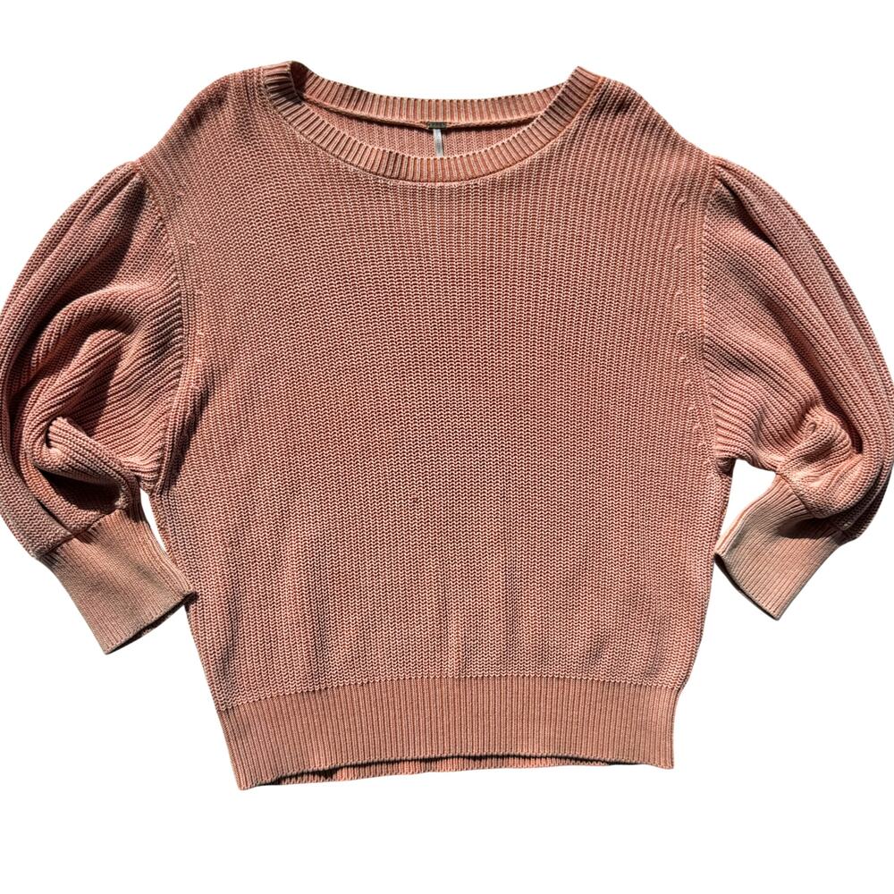 YFB Young Fabulous Broke Knit Sweater Apricot Pink Balloon Sleeve Women’s Medium - Picture 5 of 16